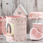 Birthday custom photo rose gold best friends<br><div class="desc">A gift from friends for a woman's 21st (or any age) birthday. Personalize and 2 of your own photos, her name, age 21 and your names. Dark rose text. A chic feminine rose gold, pink background color. Her name is written with a modern hand lettered style script with swashes. Decorated...</div>