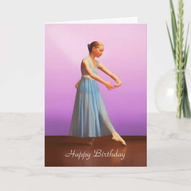 Birthday, Customisable, Ballerina in Blue Card (Front)