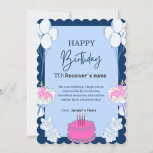 Birthday Customisable Digital Cake Holiday Card