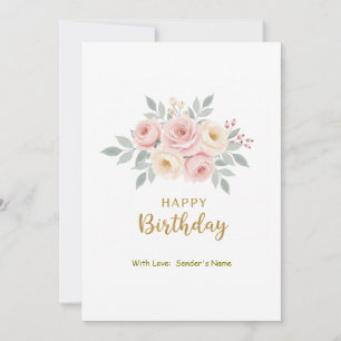 Birthday Customisable Digital floral Holiday Card