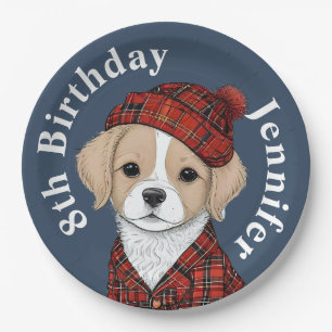 birthday cute dog in scottish disguise paper plate