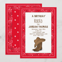 Birthday Cute Red Bandanna Cowboy Hat and Boots