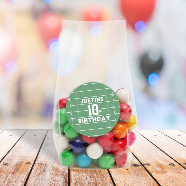 Birthday Cute Sports Football Field Number Party  Classic Round Sticker (Creator Uploaded)