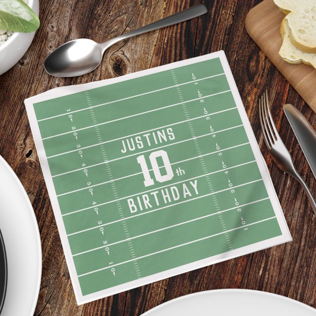 Birthday Cute Sports Football Field Number Party Napkin (Creator Uploaded)