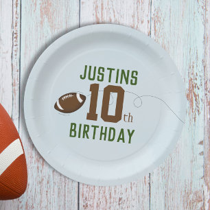 Birthday Cute Sports Football Number Party  Paper Plate