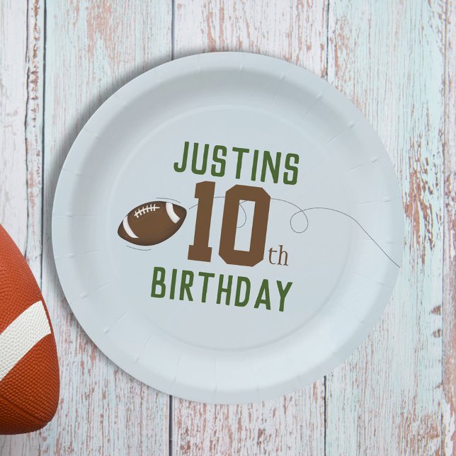 Birthday Cute Sports Football Number Party  Paper Plate (Creator Uploaded)