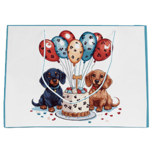 Birthday Dachshund Dogs Large Gift Bag