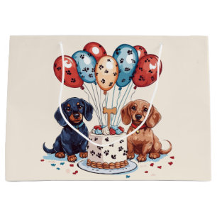 Birthday Dachshund Dogs Large Gift Bag