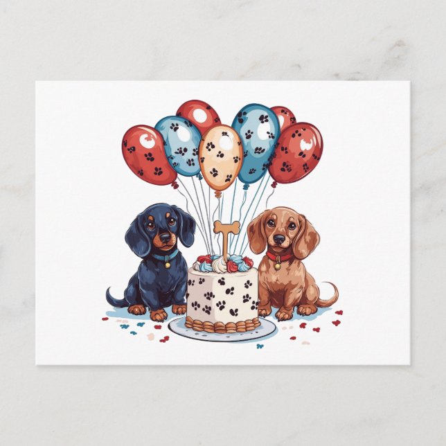 Birthday Dachshund Dogs Postcard (Front)