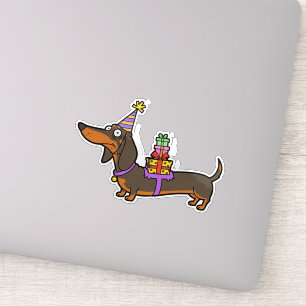 Birthday Dachshund with Gifts