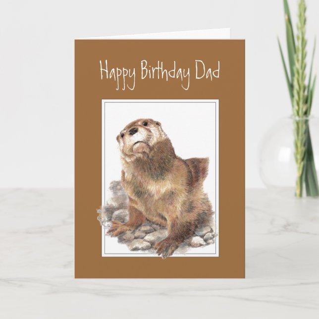 Birthday Dad, Father, Cute River Otter Card (Front)