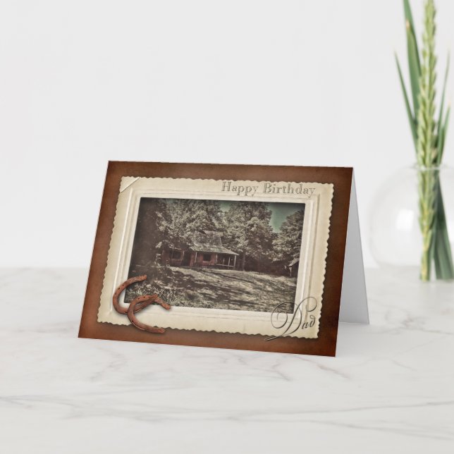 BIRTHDAY - DAD - VINTAGE LAKE SCENE CARD (Front)