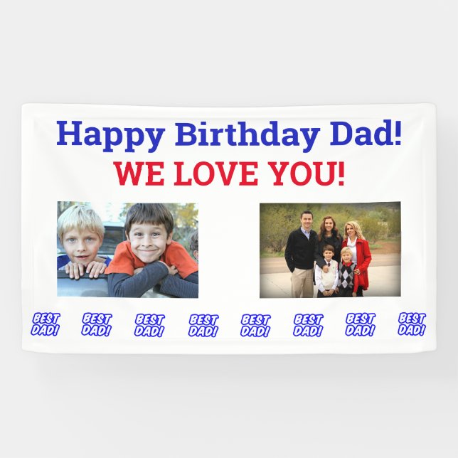 Birthday Dad World's Best Ever Kids Photo Banner (Horizontal)
