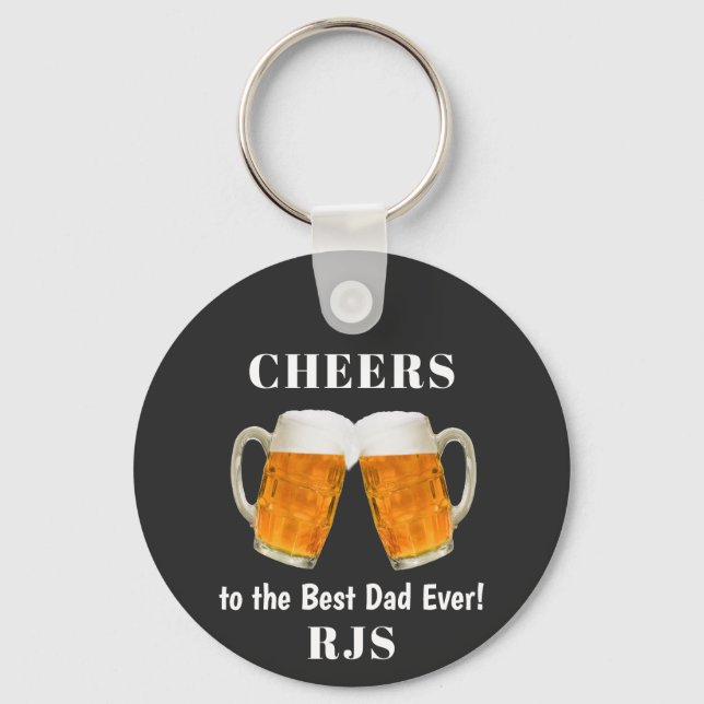 Birthday Dad World's Best Ever Monogram Key Ring (Front)