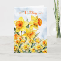 Birthday Daffodils with Blue Sky Bokeh