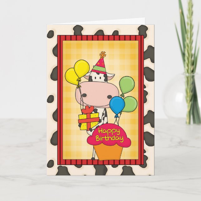 Birthday Dairy Cow Card (Front)