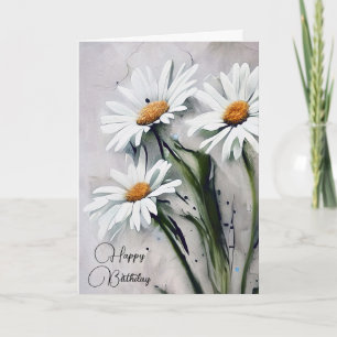 Birthday Daisies On Grey Texture Card