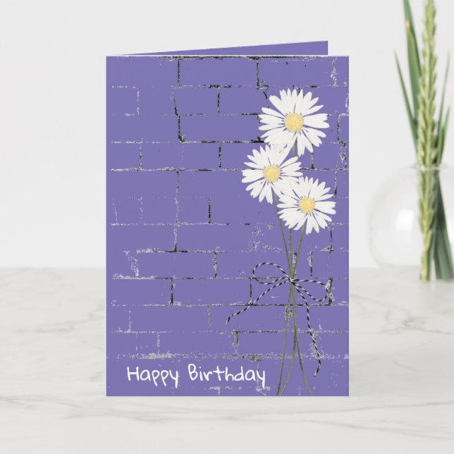 Birthday Daisy Bouquet on Brick   Card (Front)