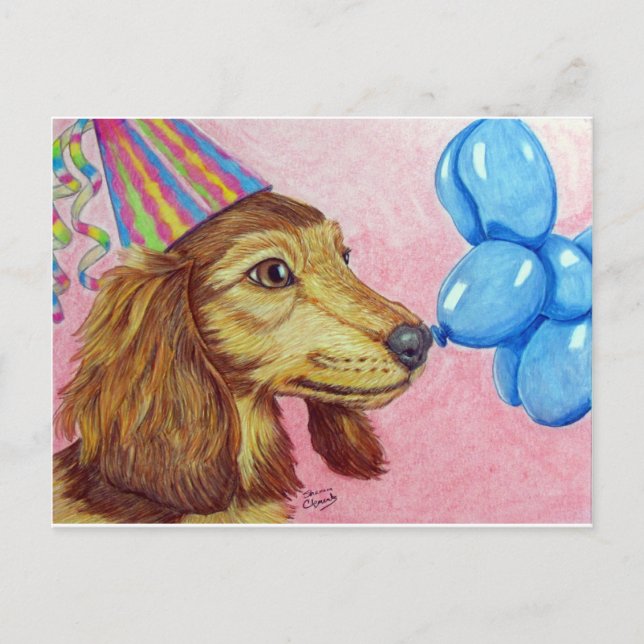 Birthday Daschund Postcard (Front)