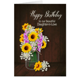 BIRTHDAY - DAUGHER-IN-LOVE - COUNTRY FLOWERS/VASE