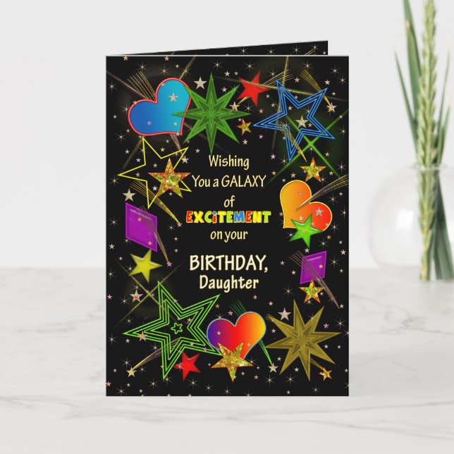 Birthday, Daughter, Abstract Galaxy, Fun, Colourfu Card (Front)