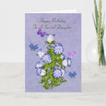 Birthday, Daughter, Butterflies and Bell Flowers Card<br><div class="desc">Customise this birthday greeting card for a daughter by using the provided text templates on the cover and inside to change or delete the wording. Four colourful butterflies in hues of blue, purple, and pink, hover around a bouquet of purple and white bell shaped flowers. The background is a mingled...</div>