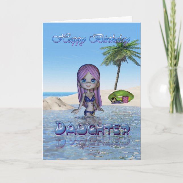 Birthday Daughter Cutie Pie Collection beach life Card (Front)