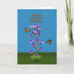 Birthday, Daughter, Sweet Peas and Butterflies Card<br><div class="desc">A fantasy image highlighted by purple sweet pea flowers with little faces watching two hovering monarch butterflies makes a colourful and whimsical birthday card.  Customise by changing the inside verse to anything you want.</div>