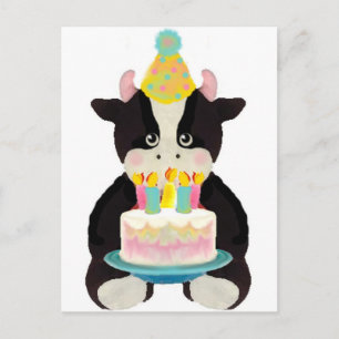 birthday day cow postcard