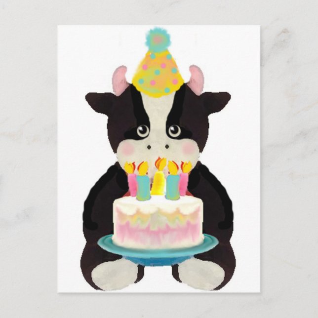 birthday day cow postcard (Front)