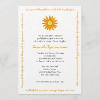 Birthday Delightful Daisy Message Sweet 16 Invitation