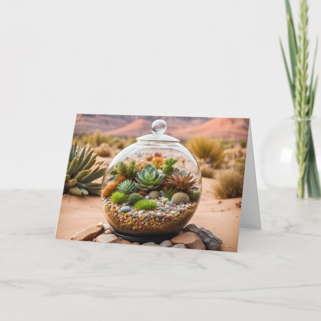 Birthday Desert Terrarium And Cactus Card (Front)