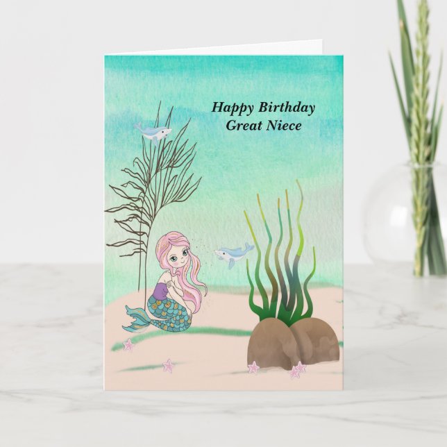 Birthday Design for Great Niece with Mermaid Card (Front)