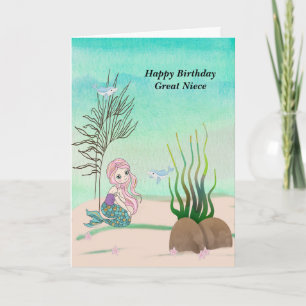 Birthday Design for Great Niece with Mermaid Card