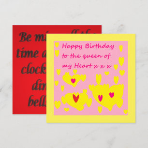 Birthday  design pink and yellow with message on  