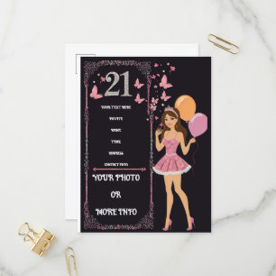 Birthday design with personalised photo options invitation postcard