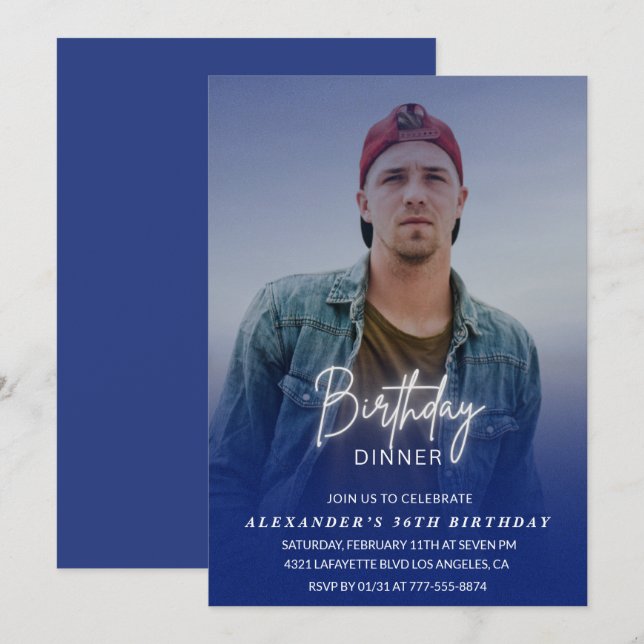 Birthday Dinner 36th birthday invitation Photo Men (Front/Back)