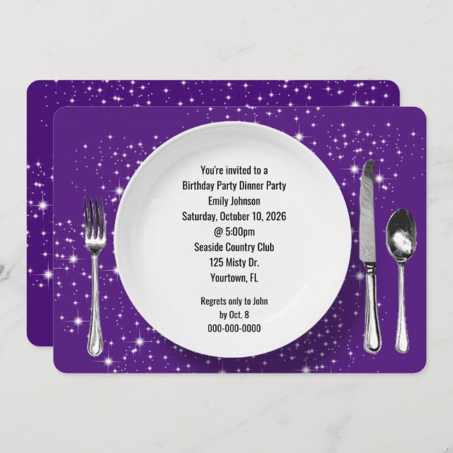 Birthday Dinner Party On Stars Invitation (Front/Back)