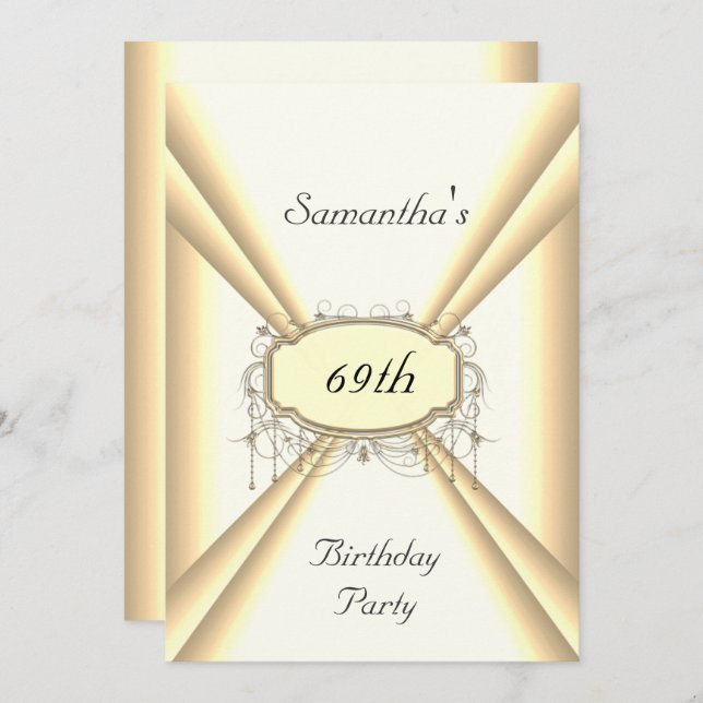 Birthday Dinner Party  white and yellow gold Invitation (Front/Back)