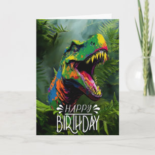 Birthday Dinosaur Green Jungle Cool Jurassic Card