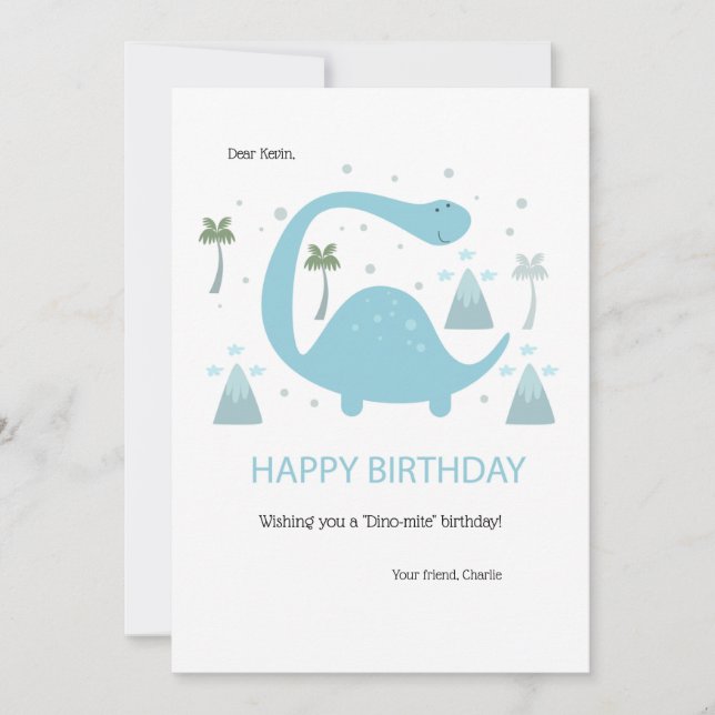 Birthday Dinosaur Greeting Card (Front)
