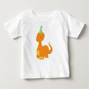 Birthday Dinosaur, Party Dinosaur, Dino, Party Hat Baby T-Shirt