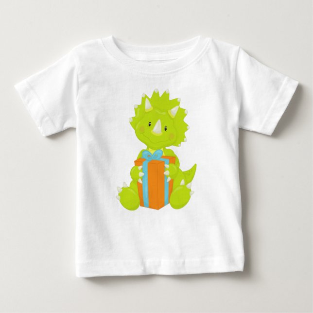 Birthday Dinosaur, Party Dinosaur, Party Hat, Gift Baby T-Shirt (Front)