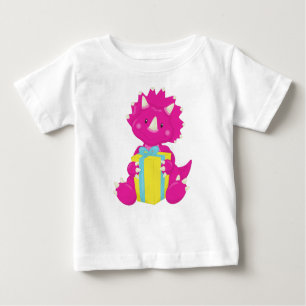 Birthday Dinosaur, Pink Dinosaur, Party Dinosaur Baby T-Shirt