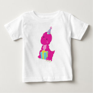 Birthday Dinosaur, Pink Dinosaur, Party Hat, Gifts Baby T-Shirt