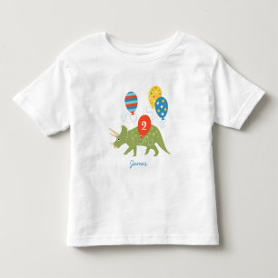 Birthday Dinosaur Triceratops Custom Name Age Toddler T-Shirt