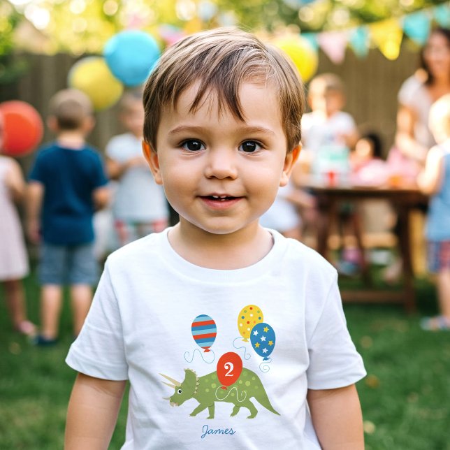 Birthday Dinosaur Triceratops Custom Name Age Toddler T-Shirt (Creator Uploaded)