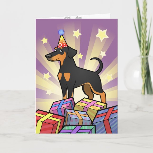 Birthday Doberman Pinscher (floppy ears) Card (Front)