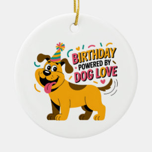 Birthday Dog Love Party Illustration Ceramic Tree Decoration