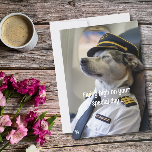 Birthday Dog Pilot & Aeroplane Cool Funny Aviation Card (Creator Uploaded)